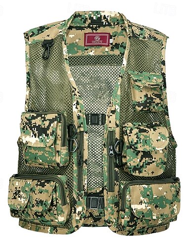  Herren Anglerweste Wanderweste Multifunktionsweste Sommer Frühling Draussen Schnelltrocknend Reißverschlusstasche Multi Pocket Verschleißfestigkeit Weste Arbeit Jagd Angeln Braun Grün