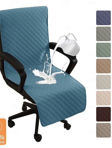  100 % wasserdichter Bürostuhlbezug, wasserdichter Esszimmerstuhlbezug, weicher Schreibtisch- und Computerstuhlbezug mit rutschfesten Schnallen, geeignet für Einsitzer-Sessel oder Stühle ohne Armlehnen
