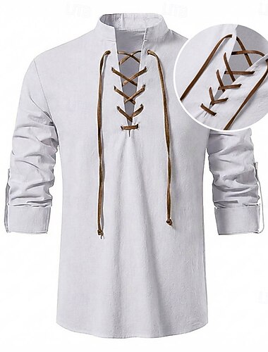  Middeleeuws Renaissance Hemd Lange Mouwen Piraat Viking Kostuum Voor heren Halloween Carnaval Prestatie LARP Ren Faire Volwassenen Hemd