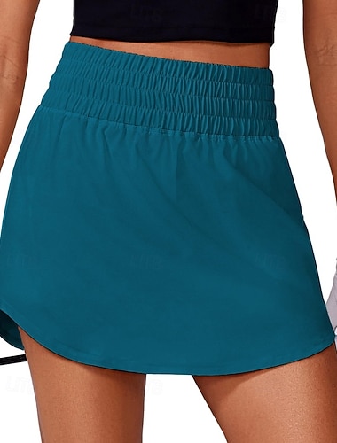  Dame Ensfarget Uformelt skjørt Tennisskjørt med shorts Sportskjørt Ermeløs Lomme Høy Midje Elastisk Svettereduserende Pustende Tennis Golf Pickleball Skjørter skort Svart Hvit Blå Tennis klær