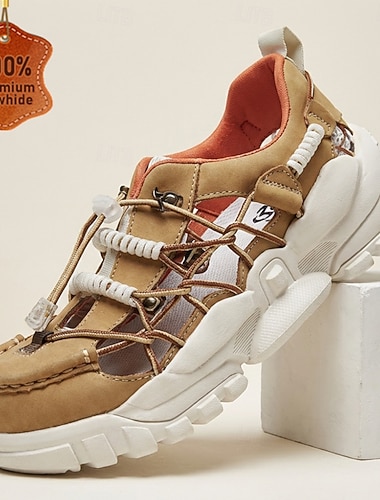  Herresko i ekte skinn, brune, lette, komfortable reise- og friluftssko