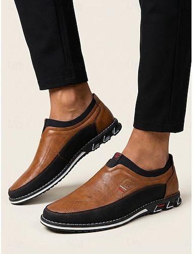  Herresko i imitert skinn til bryllup, uformelle slip-on-sko for brudepar og bryllupsgjester