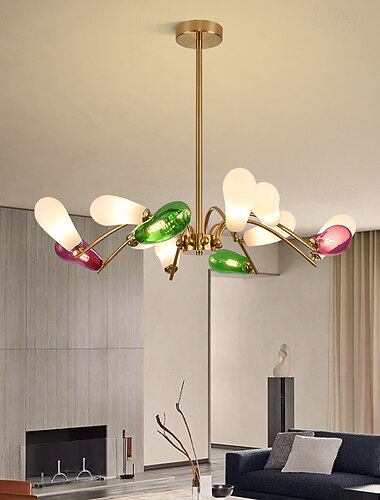  Sputnik design lysekrone taklampe moderne agatlysekrone 1/2/3/6/9/12/24-hodet, lysekrone metall moderne taklamper kompatibel med spisestue, stue, gang, soverom