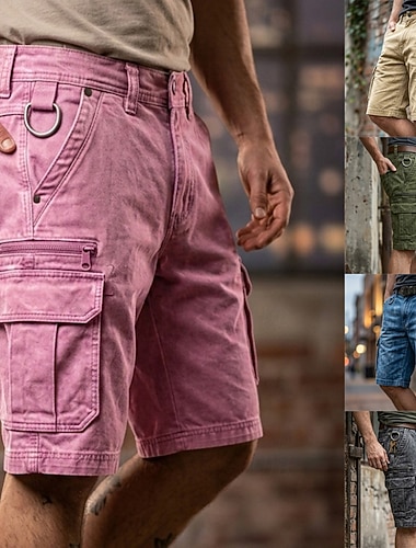  Homme Pantalon cargo Shorts cargo Shorts Short décontracté Avec Poches Poche à Rabat Uni Longueur Genou Occasionnel Extérieur Vêtements de rue Mode Streetwear Bleu Noir Non Elastique