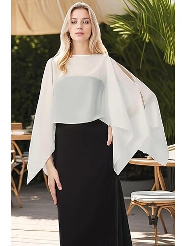  Damesomslag Bolero Moeder Wraps Bruids Wraps Wraps voor bruiloftsgasten Elegant Dames Formele Stijl Mouwloos Chiffon Bruiloftsomslagen Met Pure Kleur Voor Dagelijks Lente zomer