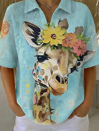  בגדי ריקוד נשים חולצת וופל חולצה קז'ואל צמרות קיץ גראפי חיה גיאומטרי וינטאג' מסוגנן ללא שרוולים חולצות רגילות קזו'אל יומי בָּחוּץ פול לבן קיץ אביב סתיו