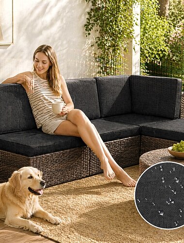  4 fundas elásticas para cojines de patio, fundas de repuesto para sofás de exterior, sofá de exterior &Fundas para sofás, fundas para cojines de muebles de patio, protector de muebles lavable y