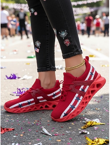  Verenigde Staten 250e Jubileum Dames Onafhankelijkheidsdag Sneakers met Blade Sole - Patriottische Amerikaanse Vlag Hardloopschoenen voor Sport  Casual Wear