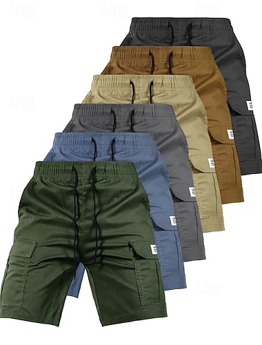  Herren Cargohose Cargohosen Cargo-Shorts Shorts Freizeitshorts Kordelzug Tasche Elastischer Bund Einfach Komfort Atmungsaktiv Knielang Lässig Täglich Outdoor Urlaub Mode Blau Schwarz Mikroelastisch