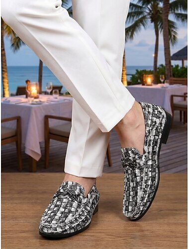  Voor heren Casual Dagelijks Resortavonden PU Leder Anti-slip Ademend Instapper Amandel Zwart Zomer Lente Alle seizoenen