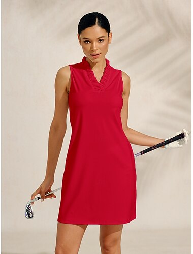  Damen Golfkleid Rot Ärmellos Kleid Damen-Golfkleidung, Kleidung, Outfits, Kleidung