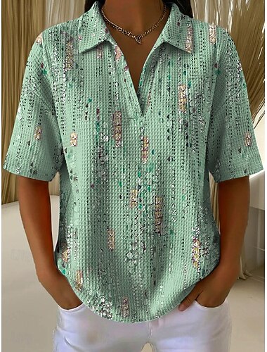  Top Estivi Waffle da Donna Stampa Grafica Geometrica Astratta Elegante Vintage Stile Senza Maniche Maniche Corte Collo Camicia Top Regolari Casual Quotidiana Blu Rosa Viola Verde Estate Primavera