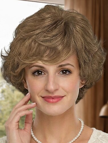 Perruque synthétique courte et élégante à plusieurs niveaux pour femme - brun doux avec volume et ondulations naturelles
