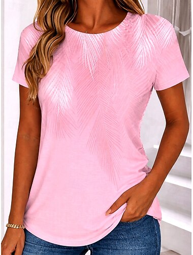  Női Póló Nyomtatott Virágos Grafika Növények Divat Stílusos Klasszikus Rövid ujjú Terített nyak Normál felsők Hétköznapi Napi Sport Medence Arcpír rózsaszín Lóhere Nyár Tavasz