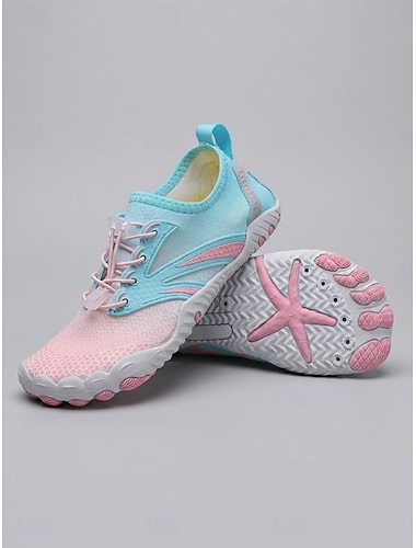  Roze en blauwe waterschoenen voor dames, met sneldrogende antislipsokken, lichtgewicht en ademend schoeisel voor strand, zwemmen, snorkelen, duiken en surfen. & hiking