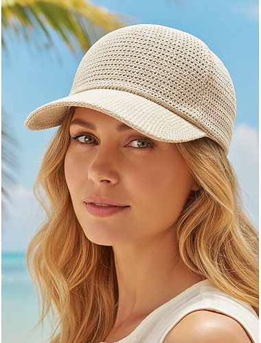  Damehatt i bohemsk vevd polyester, flere farger, lett solbeskyttelse, ideell for strandferier, friluftsliv og hverdagsbruk