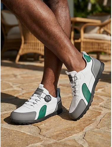  Herre Sportslig Fritid Daglig Utendørs feriested PU Lær Netting Varm Sklisikker Pustende Snøring Militærgrønn Grønn / Hvit Blå / Hvit Sommer Vår Alle årstider