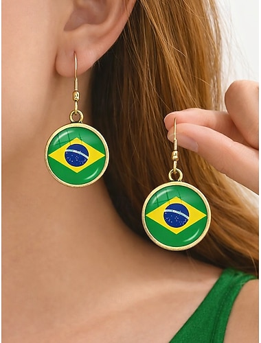  Boucles d'oreilles pendantes en alliage pour femmes, arborant les drapeaux nationaux, bijoux de supporters de plusieurs pays pour les jours de match de football, le soutien aux équipes, les encouragements au stade, les tenues de sport décontractées et au