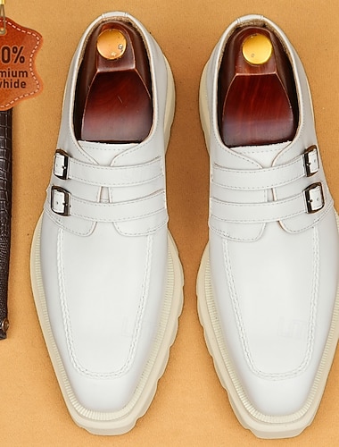  Herresko i ekte skinn i premiumkvalitet med dobbel munkestropp, elegante formelle slip-on-sko for brudgommen, bryllupsgjester, kirkeseremonier, banketter og pent antrekk til anledninger