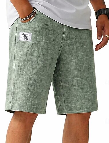  Herr Shorts Linne Shorts Sommarshorts Casual shorts Snörning Elastisk midja Slät Lättvikt Andningsfunktion Knelängd Dagligen Utomhus Helgdag Semester Mode Blå Svart Oelastisk