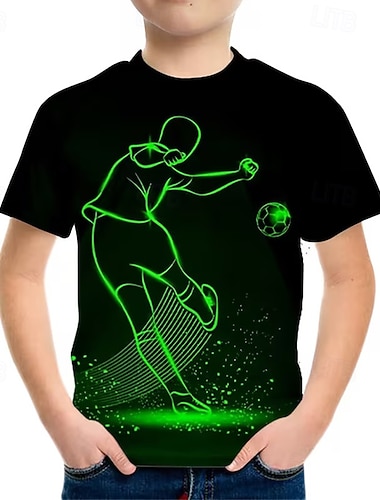  Mädchen 3D Grafik Fußball Fußball-T-Shirts T-Shirt Kurzarm 3D-Druck Sommer Frühling Sport Mode Streetwear Kinder 7 - 9 Jahre Rundhalsausschnitt Lässig Täglich Outdoor Normale Passform