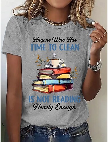  Dames T-shirt met patchworkprint, grappige letters, stijlvolle basic, klassieke korte mouwen, ronde hals, normale tops, dagelijks gebruik, blauw, grijs, zwart, wit, roze, zomer, lente