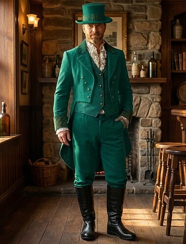  Renaissance Steampunk Mantel Hose Hut langarm Prinz Elf Edelmann Kostüm Herren königlich Steampunk Veranstaltung / Fest Maskerade Erwachsene Mantel Weste Hose