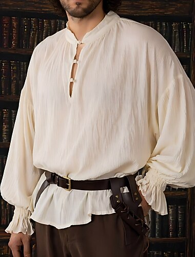  Medievale Rinascimento Camicia Lunghe Pirata Vichingo Costume Unisex Vichingo Costumi da pirata Halloween Carnevale Performance LARP Fiera Rinascimentale Adulti Camicia