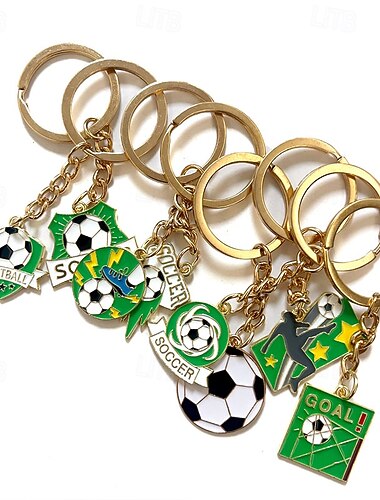  Set van 8 voetbal sleutelhangers, geëmailleerde voetbal sleutelhangers voor kinderen, jongens en meisjes, sportthema verjaardagsfeestartikelen, teambeloningen, souvenirs voor fans, rugzakaccessoires,