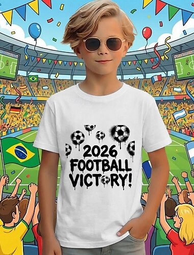  Ragazzi 3D Grafico Calcio Maglietta Manica Corta Stampa 3D Estate Primavera Sport Moda Streetwear Bambini 4-12 Anni Girocollo Casuale Quotidiano All'aperto Vestibilità regolare