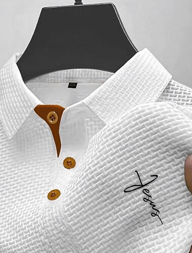  رجالي قميص الجولف قمصان بولو الجولف فضفاض عمل Lapel كم قصير أساسي الحديث صليب قماش الجاكار Buttons الصيف الربيع عادي أزرق أسود أبيض أزرق البحرية رمادي غامق أزرق فاتح قميص الجولف