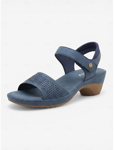  Women's Almond Comfort Arch Support Sandals – Low Heel Breathable Perforated Shoes, Adjustable Strap Cushioned Sandals for Garden Party, Travel & Casual Wear