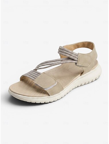  damskie niebieskie sandały na paskach z zapięciem na rzep i amortyzowaną podeszwą - wygodne sportowe buty letnie do chodzenia i noszenia na co dzień