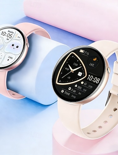  Elegante Smartwatch für Damen mit rundem Zifferblatt, Fitness-Tracker, Schlafüberwachung, Schrittzähler, IP68 wasserdicht, individuell gestaltbares Zifferblatt, kompatibel mit Android, iOS, iPhone und