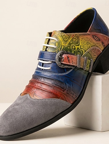  Herre loafers med spenne i flerfargede kjoler, uformelle pensko, statement-sko til fester, bryllup, kveldsarrangementer og trendy moteantrekk