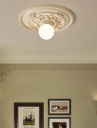  Tradisjonell fransk håndlaget rund design relieff harpiksglass 1-lyss G9 innfelt taklampe for gang soverom 110-240v