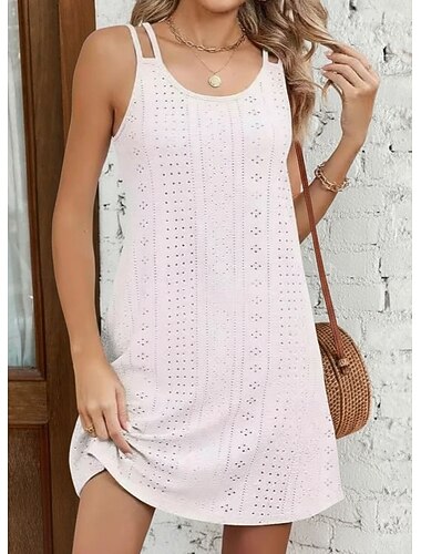  Mulheres Vestido no Joelho Vestido De Tricô Elegante Diário Praia Vestido de verão Normal Geométrica Sem Manga Gola Redonda Azul Preto Branco Verde Claro Verão