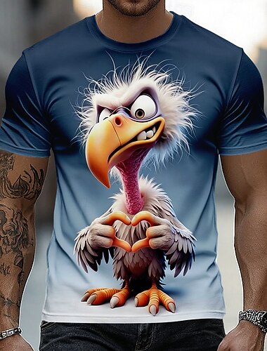  Pánské Zvíře Legrační Tričko Krátký rukáv tričko 3D tisk Tričkový Košile Přehnaný Designové Párty Dovolená Vodní modrá Fialová Khaki Léto Jaro Oblečení S M L XL XXL XXXL