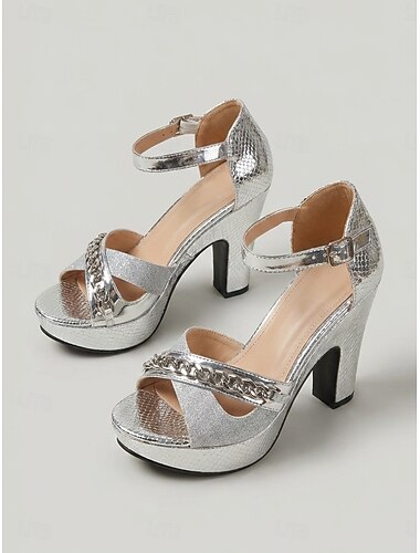  női ezüst vastag platform szandál - tökéletes üdülőpartikra &éjszakai események