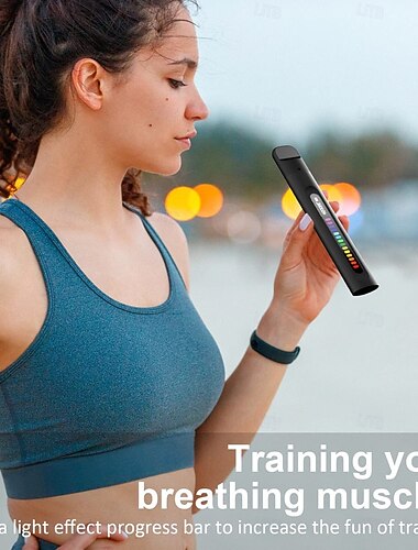  Aparelho para treinamento muscular respiratório com barra de progresso em LED, feedback visual para exercícios pulmonares e aumento da capacidade pulmonar. &Desempenho atlético, dispositivo de