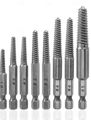 Kit de 10 extracteurs de vis cassées, forets pour vis endommagées, tige hexagonale 1/4 pouce, outil d'extraction facile pour boulons abîmés