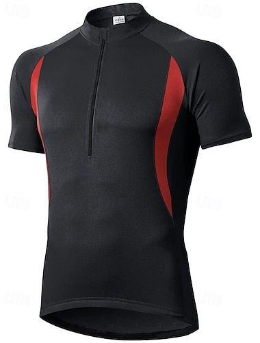  Herre Sykkeltrøyer Patchwork mønster Kortermet Sykkel Jersey Topper med 3 baklommer UV-bestandig Hurtigtørkende Tilbake Lomme Svettereduserende sport Svart Rød Kongeblå Klær