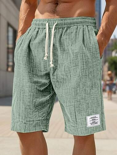  Herr Sommarshorts Beach Shorts Casual shorts Snörning Elastisk midja Ensfärgat Komfort Knelängd Dagligen Utomhus Streetwear Mode Retro / vintage Blå Svart Microelastisk