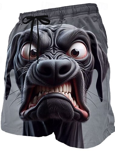  Homme Chien Expression du visage animaux de dessin animé Maillots de bain Maillots de bain shorts de bain Shorts de Surf Taille Moyenne Hawaïen Drôle Vacances à la Plage Poches Latérales doublure en