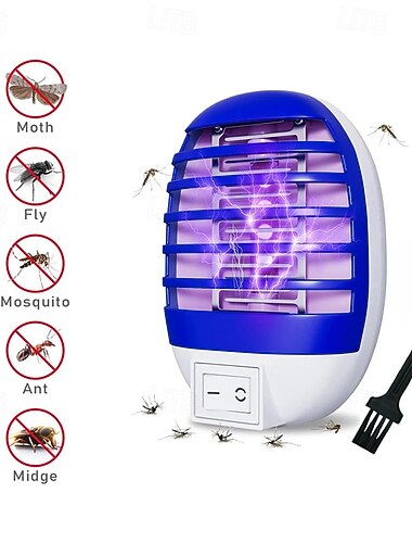  4 stk elektrisk insektfanger til innendørs bruk, plug-in myggdreper med UV-lys, fluefelle for huset, effektiv mot fruktfluer, knott, møll, maur og knott, stillegående &trygt for kjøkkenet,