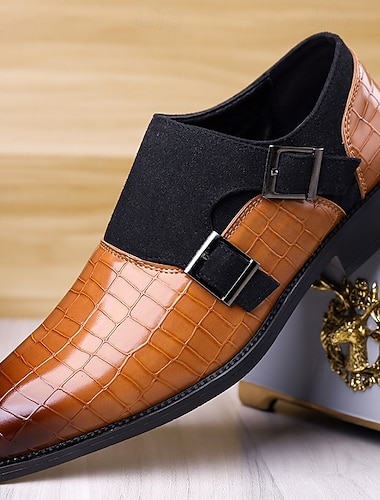  herresko i imitert skinn med dobbel munkreim, elegante formelle loafers til bryllup, kontor og spesielle anledninger