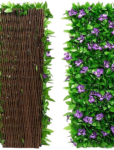  Siepe artificiale espandibile di edera e orchidee per la privacy, con foglie verdi realistiche, materiale resistente in legno-plastica, decorazione da giardino per esterni senza manutenzione, ideale
