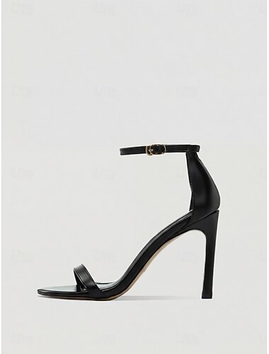  Sandali neri minimalisti da donna con tacco a spillo, scarpe eleganti con tacco alto e cinturino alla caviglia, ideali per cocktail party ed eventi serali. &occasioni formali