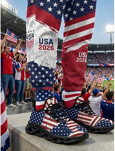  scarpe da ginnastica patriottiche da uomo con bandiera americana – scarpe sportive leggere e traspiranti per tifosi di calcio, attività all'aperto, viaggi &abbigliamento quotidiano