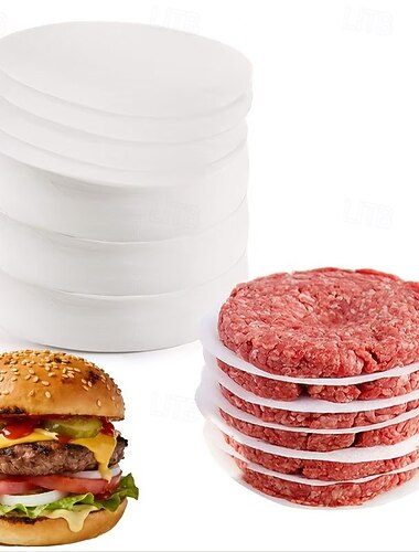  500 stuks antiaanbakpapier voor hamburgers - witte plastic vellen, handig voor het scheiden, bewaren en invriezen van hamburgers en ander voedsel - essentiële keukenartikelen voor thuis en in